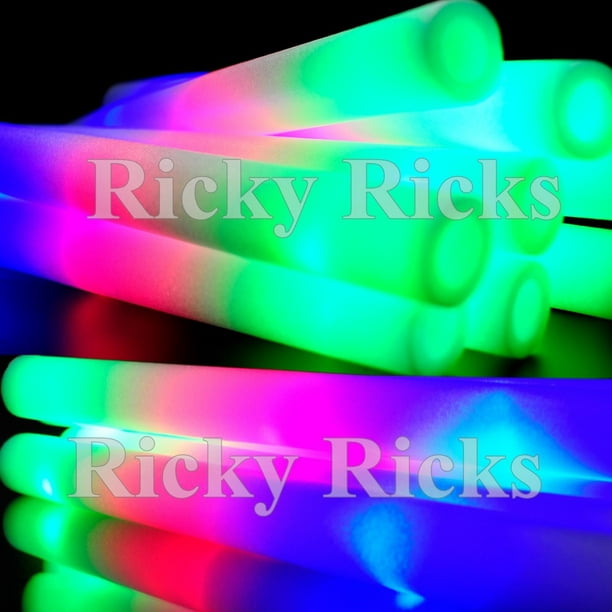 50 Green Pcs Light Up Flashing LED Glow Stick Foam Wands Rave DJ Batons Rally